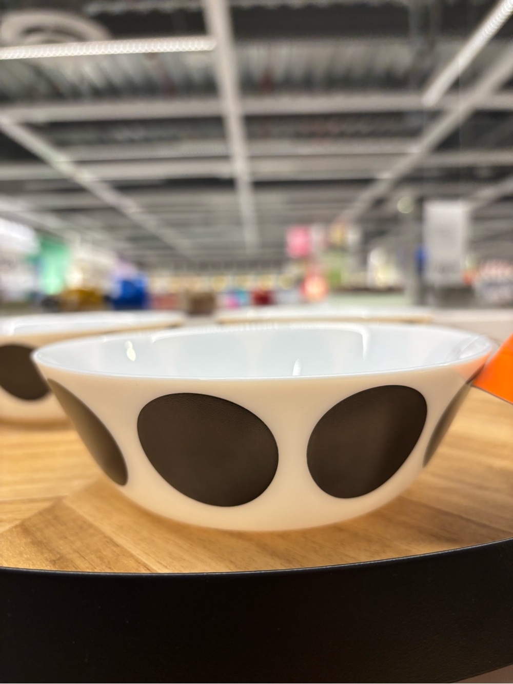 1 IKEA White Bowl for cereal oatmeal or pasta with Black Polka Dots new
